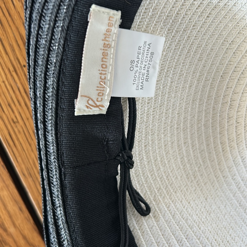 Vintage Black and White Straw Sun Hat - Picture 7 of 9